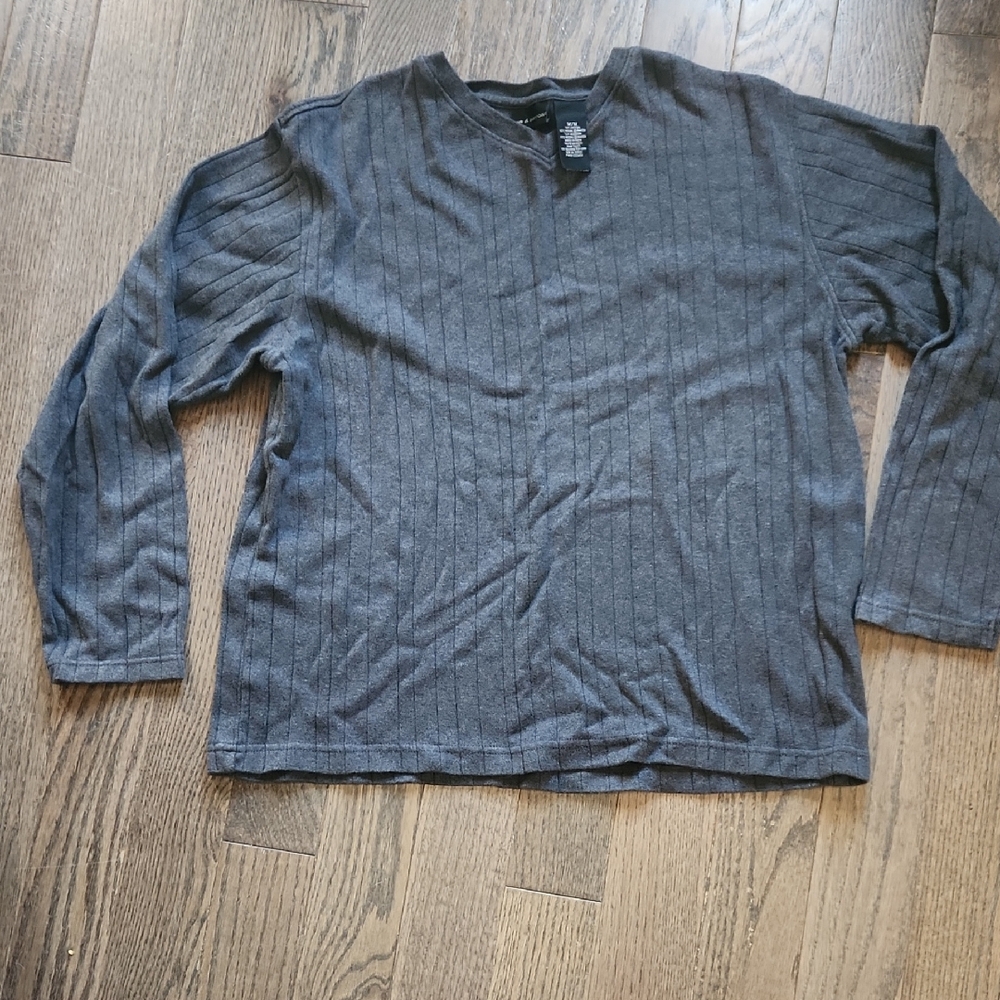 Croft & Barrow Charcoal Ribbed Knit Top